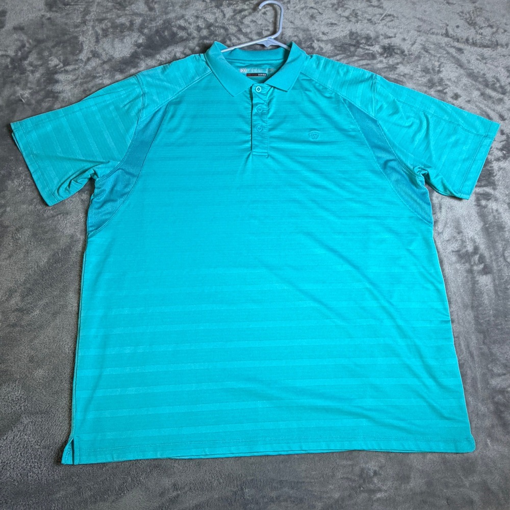 Ariat Mens AriatTEK Blue Heat Series Polo Shirt XL Turquoise Performance Golf